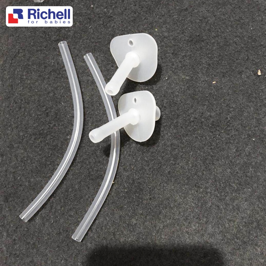 Bộ hai ống hút thay thế cho cốc tập uống 3 giai đoạn Richell chất liệu silicone mềm chịu nhiệt