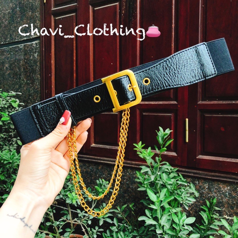 FREE SHIP - Đai váy chữ D có xích phiên bản mới 4cm sang chảnh