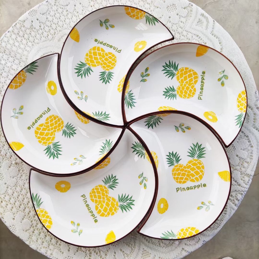 Bộ bát đĩa decor gốm sứ siêu đẹp sét mặt trăng 5 cánh