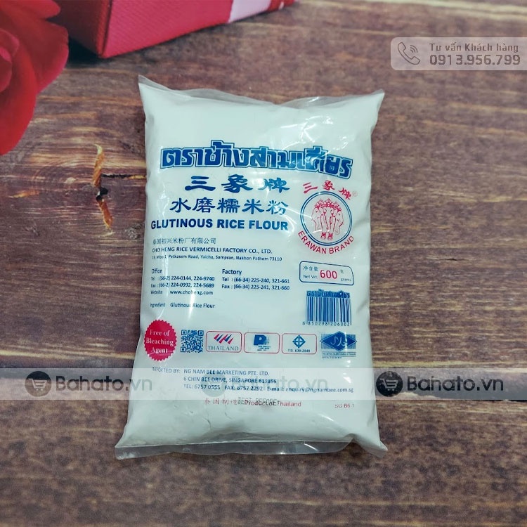 Bột gạo nếp Thái Lan (Glutinous Rice Flour) nhãn xanh gói 600g