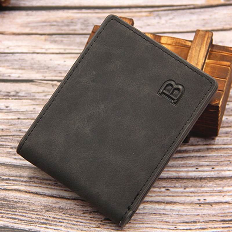 Ví Da PU Gập Đôi Phong Cách Vintage Cho Nam Giá Đỡ