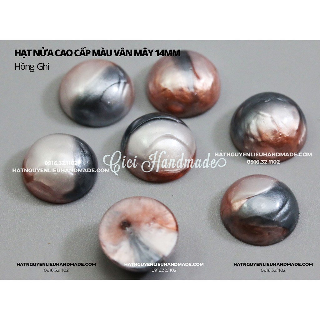 Hạt nửa cao cấp màu vân mây 14mm Cici Handmade phụ kiện handmade tự làm kẹp tóc cài áo nguyên liệu