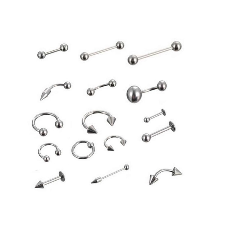 Set 85 khuyên tai môi mũi lông mày phụ kiện thời trang bằng thép không rỉ