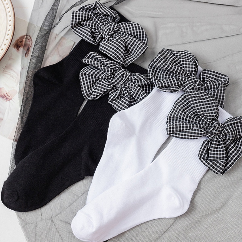 Xiangbao Vớ Cotton Cổ Thuyền Đính Nơ To Bên Hông Ngọt Ngào Phong Cách Harajuku Lolita Cho Nữ