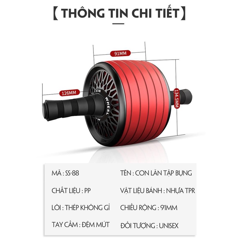Con lăn tập bụng 1 bánh chuyên nghiệp ss 88 Sportslink