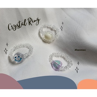 Nhẫn hạt nhựa trong mix mặt - Crystal Ring -