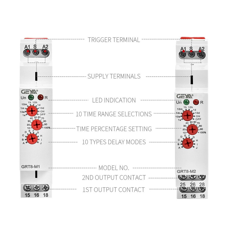 Rơ Le Thời Gian Trễ GEYA GRT8-M1 16A AC / DC12V-240V
