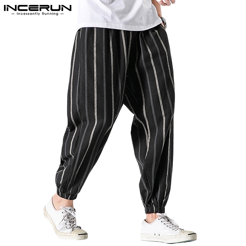 Quần thun cotton dài INCERUN dáng rộng ống bó co giãn
