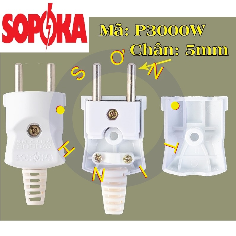 PHÍCH CẮM SIÊU CHỊU TẢI 15A-250V SOPOKA P3000W