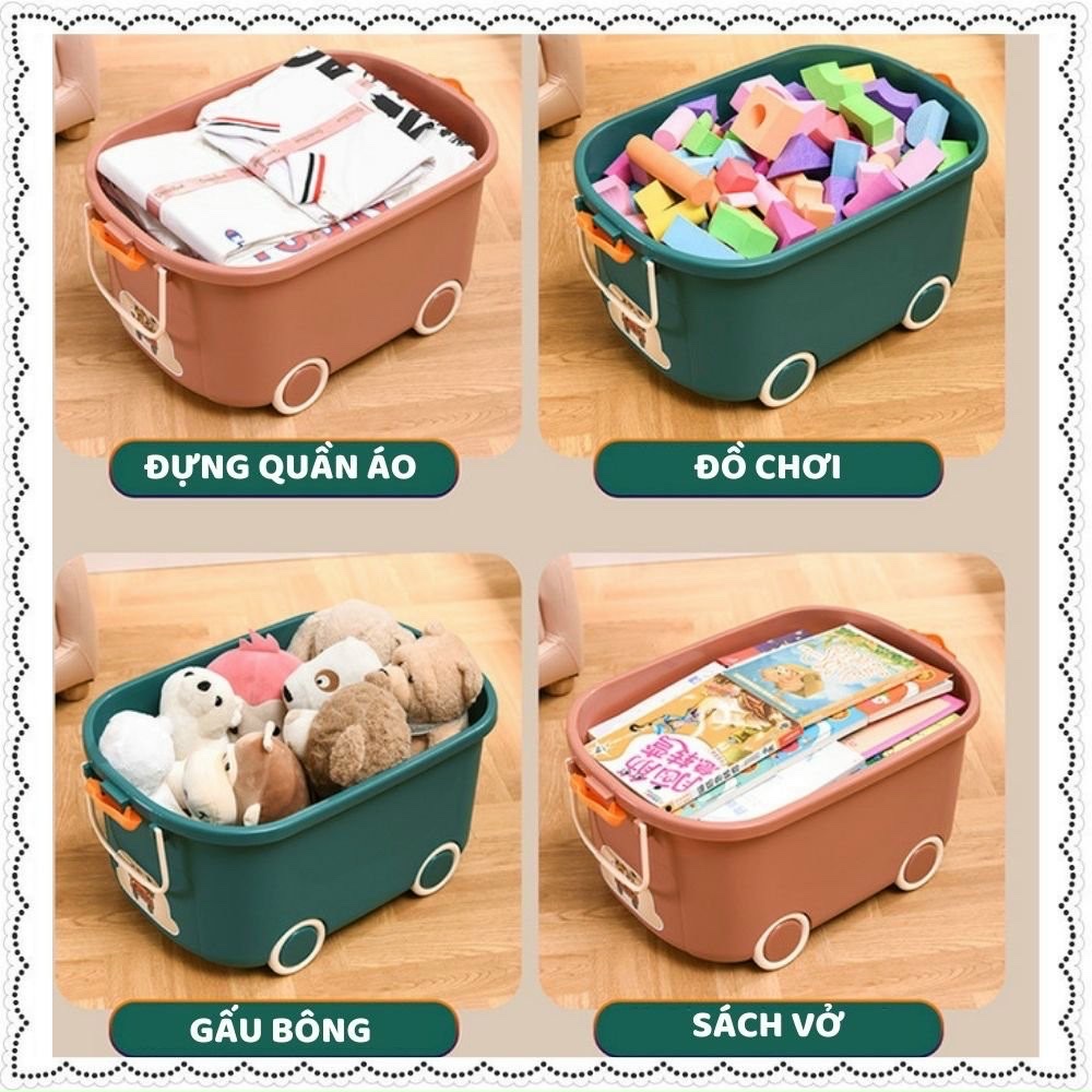 Thùng đựng đồ chơi có bánh xe hình thú size 56*34 cm