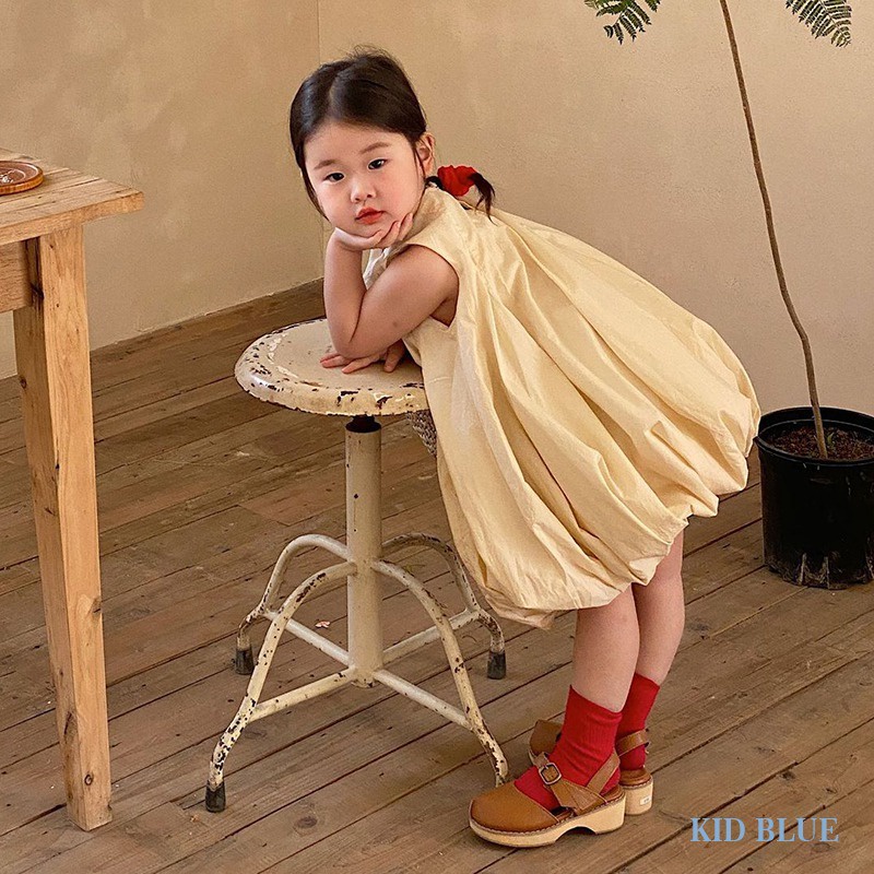 Đầm Công Chúa Không Tay Màu Trơn Thời Trang Mùa Hè Hàn Quốc Cho Bé Gái