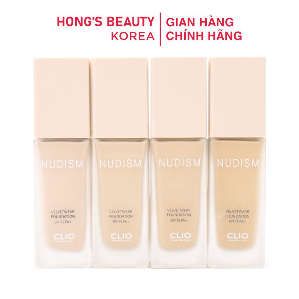 Kem nền Clio Nudism V.elvet Wear Foundation che khuyết điểm, ngăn ngừa dầu - HONGS BEAUTY
