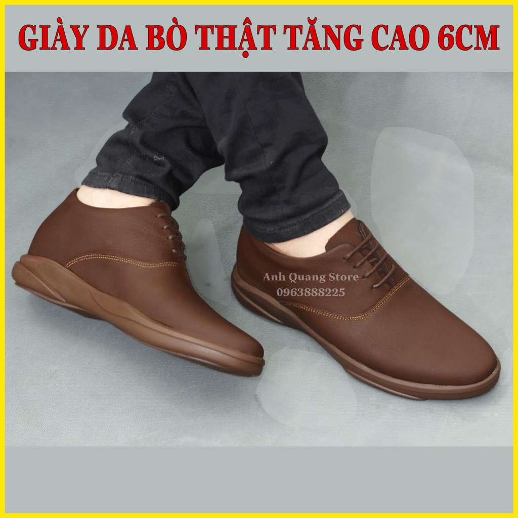 Giày da nam tăng chiều cao 6cm chất liệu da bò cao cấp phong cách trẻ trung lịch sự HT229