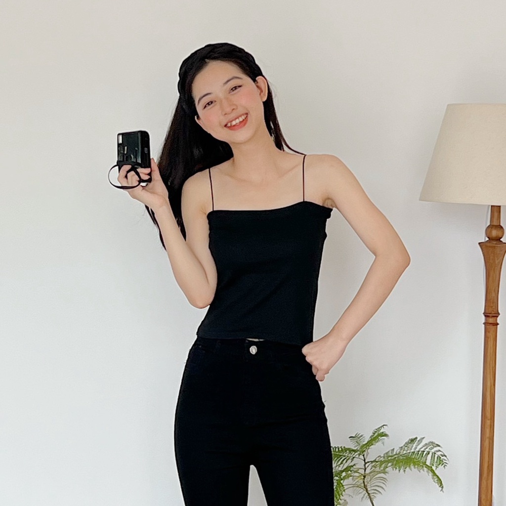 Áo hai dây sợi bún, áo thun cotton có dây co giãn thoải mái AE1