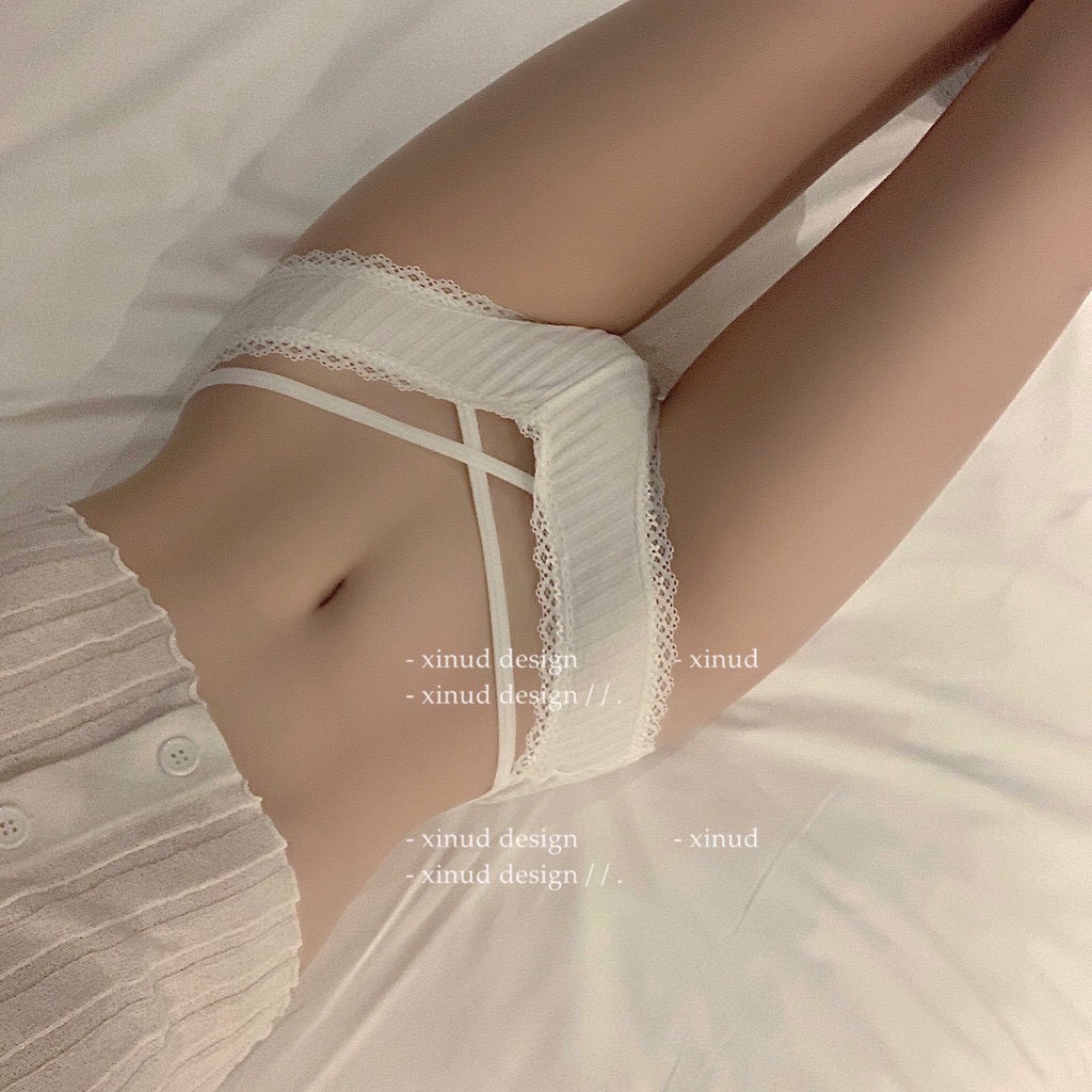 Quần Lót Cotton Bông Gân Phối Ren Sexy Chéo Cánh Siêu Cuôn Hút Ql35