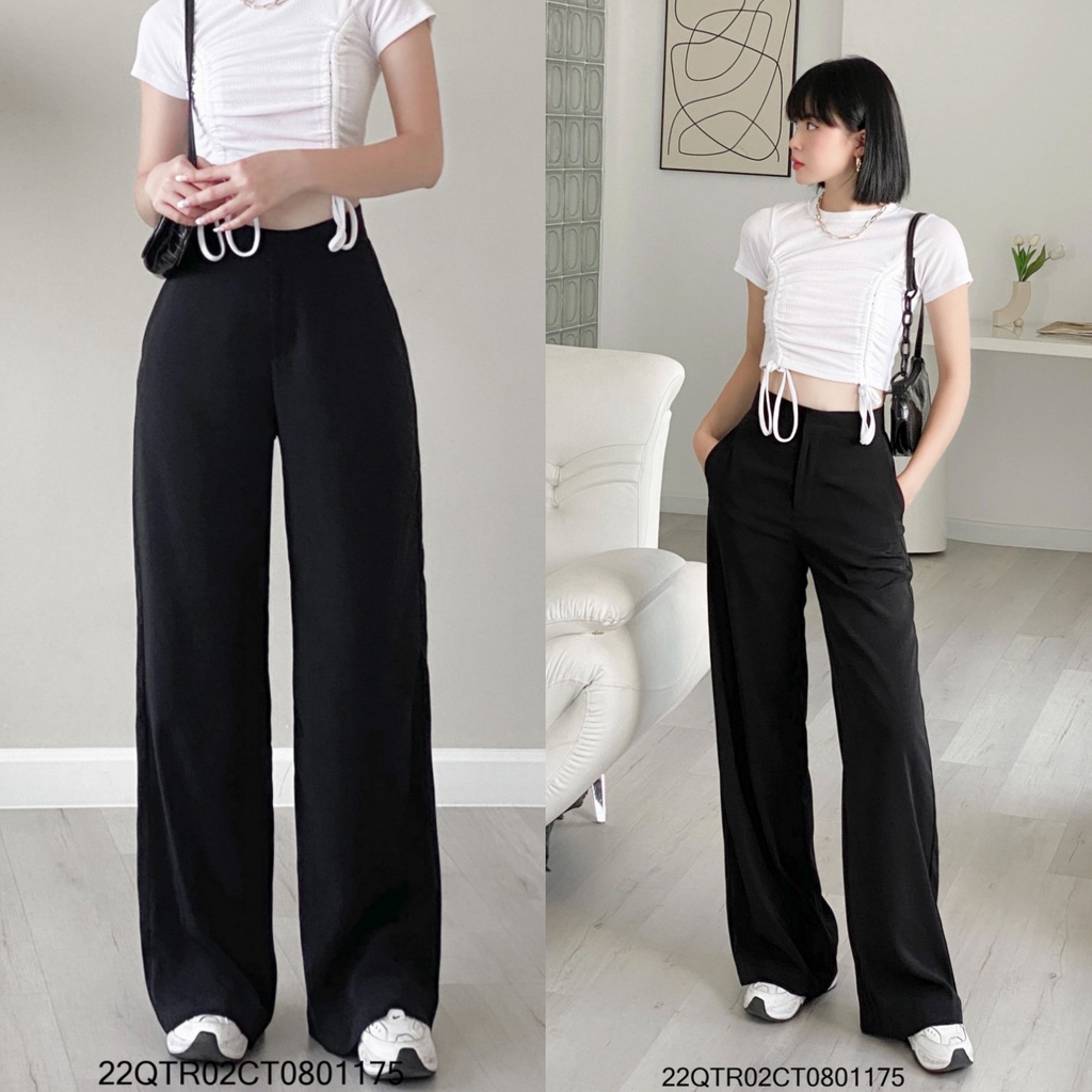 Quần tây nữ ống suông trơn VM STYLE chất vải mịn rũ thời trang nữ ulzzang thời trang Hàn Quốc 22QTR02CT0801
