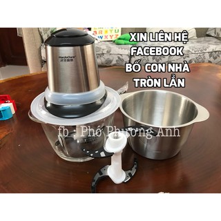 Máy xay thịt chất lượng cao công suất 200W dung tích cối xay thủy tinh 1.2L tặng bộ lưỡi dao và cối inox