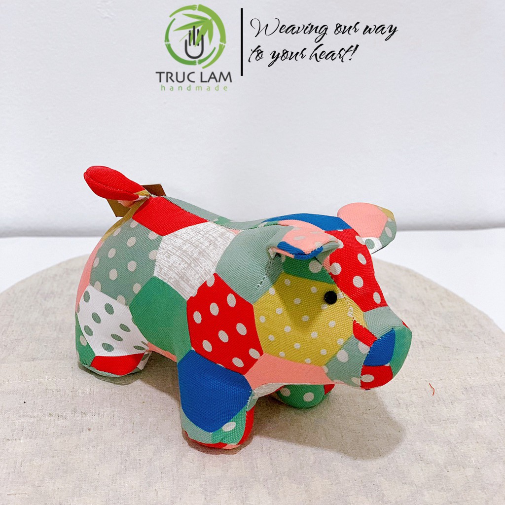 Đồ Chơi Cho Bé Thú Nhồi Bông Hình Con Heo Vải Ghép Lục Lăng Nhiều Màu Bông Gòn Cao Cấp Size Nhỏ – Trúc Lâm Handmade