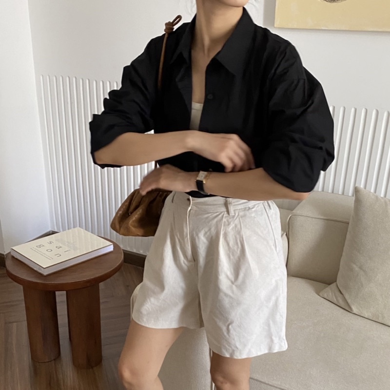 ÁO SƠ MI NỮ - HEE BY OHI - Màu Đen Cotton 100%