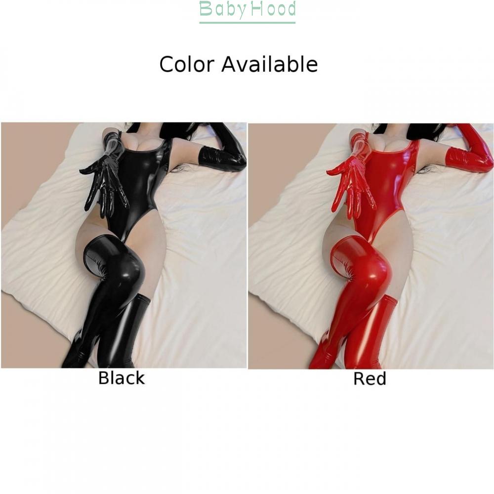 Womens Wet-Look Bodysuit PU Leather High Cut Thong Leotard Sexy Clubwear Costume#BBHOOD