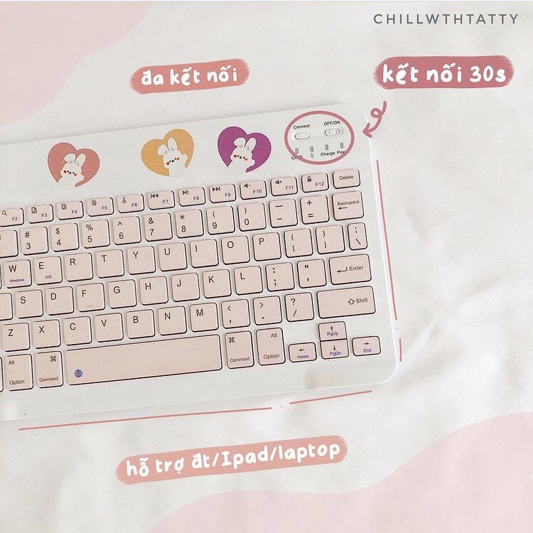 Bàn phím Bluetooth không dây siêu mỏng dùng cho IOS Android Windows