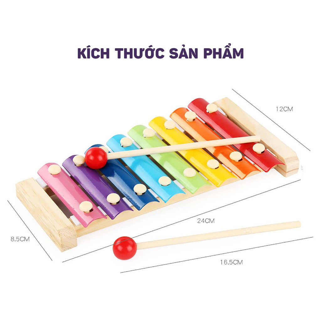 Bộ đồ chơi gỗ siêu tiết kiệm combo trí tuệ học hình khối kè đàn âm nhạc xylophone