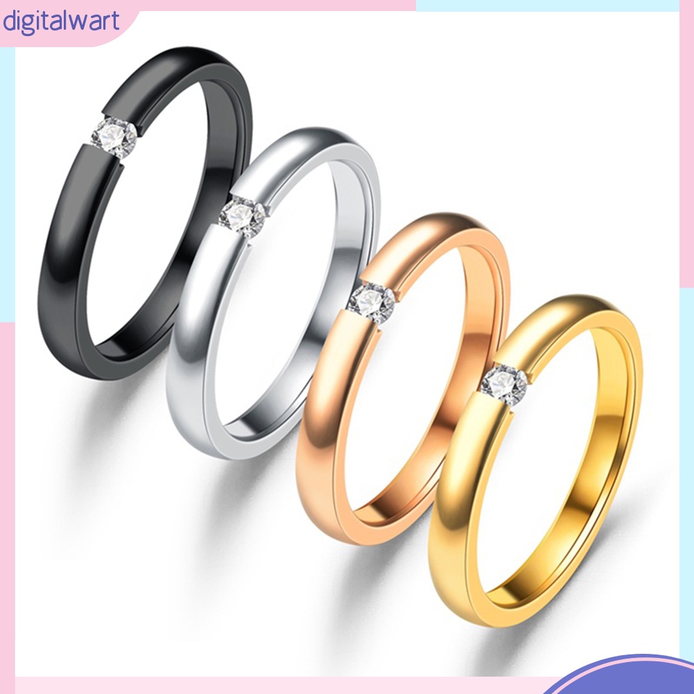 Nhẫn Thép Không Gỉ Đính Đá Zircon Thời Trang Dành Cho Nam Và Nữ