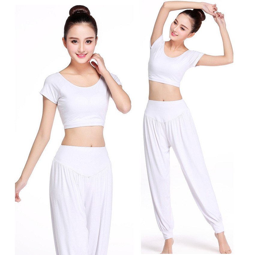 Bộ tập yoga alibaba múa bụng B01 áo croptop khoe bụng