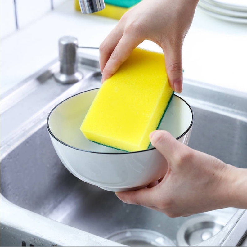 BỘ 4 miếng cọ xoong kim tuyến nhiều màu, rửa chén bát xanh vàng - Miếng bọt biển làm sạch xoong nồi