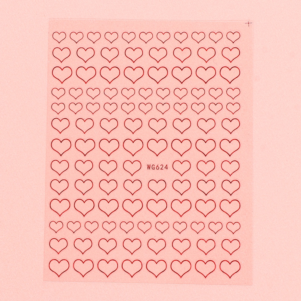 [Hàng mới về] Miếng dán trang trí móng tay hình trái tim 3D nhiều màu sắc tùy chọn phong cách 2021