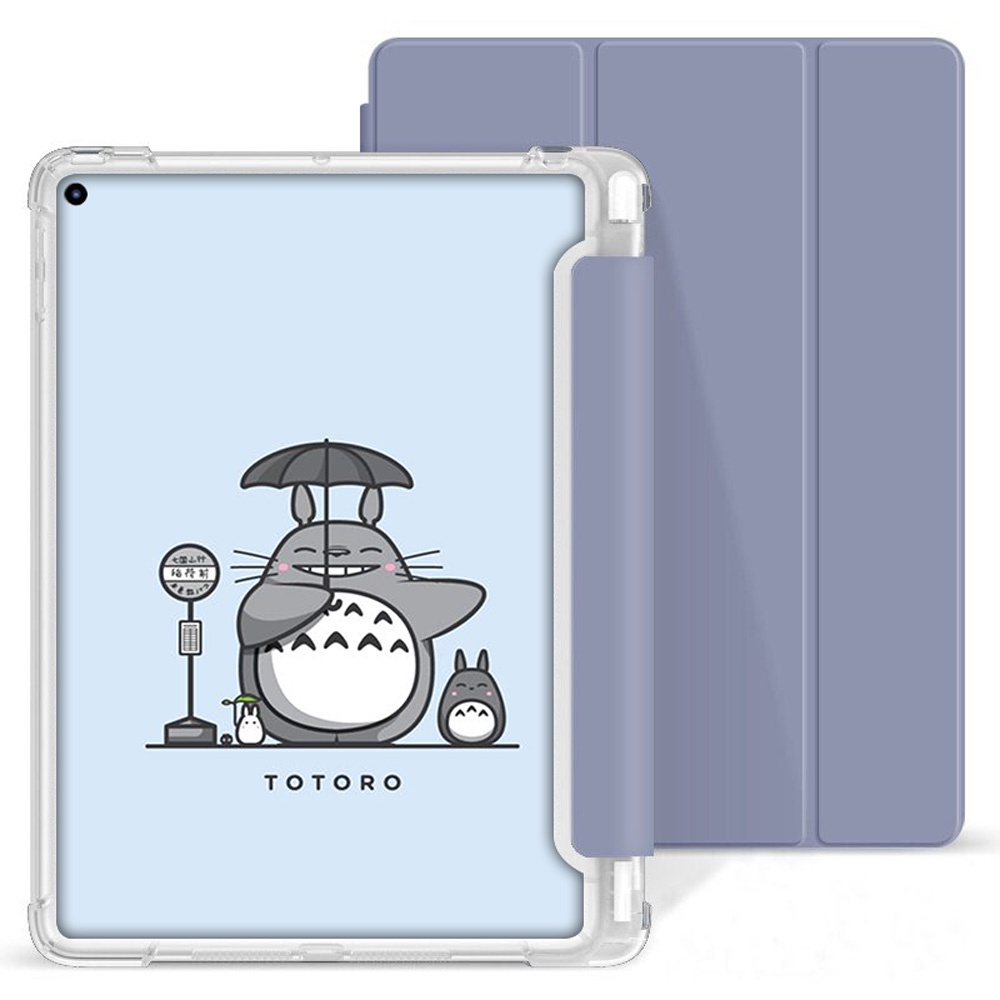Ốp Máy Tính Bảng Silicon Mềm Họa Tiết Totoro Màu Tím 44J Cho iPad 7 8 9 Pro Mini4 Mini5 Air2 Air3 Air4 2022