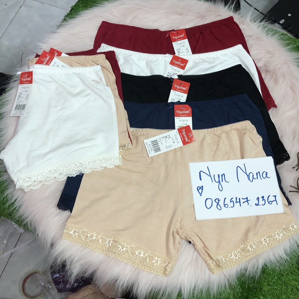 Quần Mặc Váy Cotton Phối Ren Trijumrh