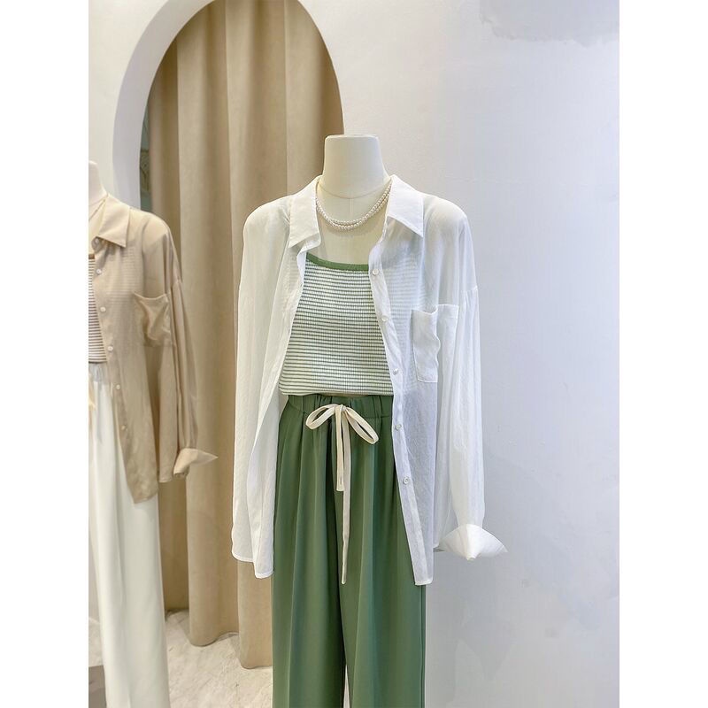 Jiashucheng Áo Sơ Mi Tay Dài Chống Nắng Dáng Rộng Thời Trang Mùa Hè Cho Nữ