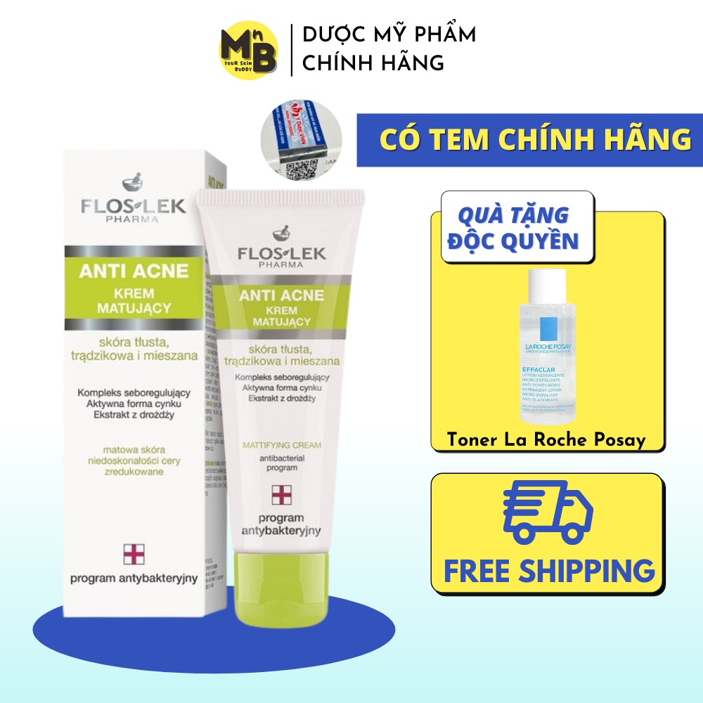 Kem kiểm soát dầu và điều tiết nhờn Floslek Anti Acne Mattifying Cream 50ml