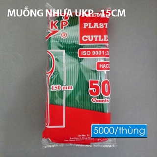 Muỗng nhựa xanh, thìa nhựa 15cm ukp muỗng nhựa trà sữa, muỗng cơm dùng 1 lần - fides