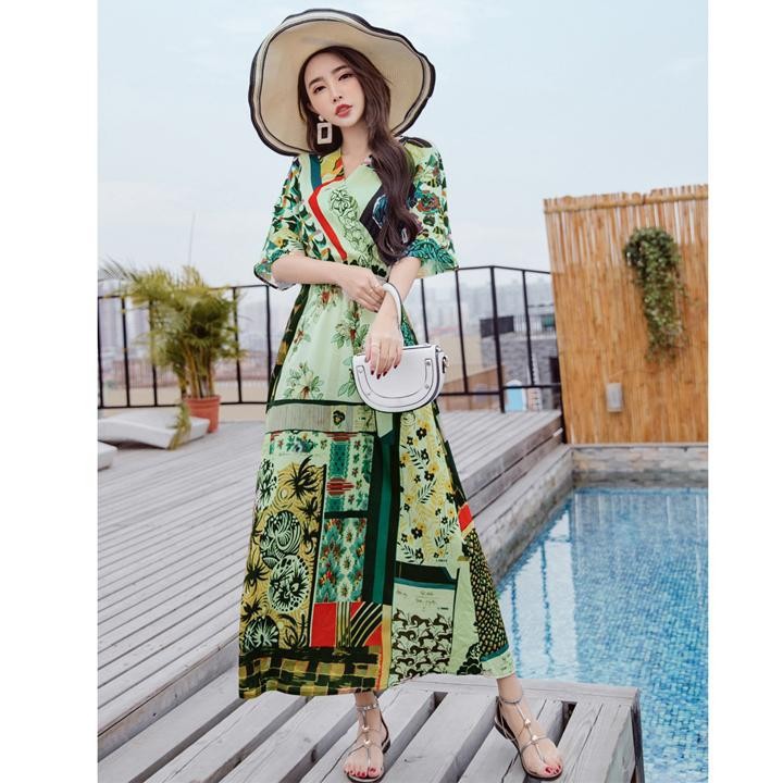 Đầm maxi hoạ tiết cao cấp, đầm maixi nhập khẩu họa tiết sang chảnh DX10 dammaxionline | BigBuy360 - bigbuy360.vn