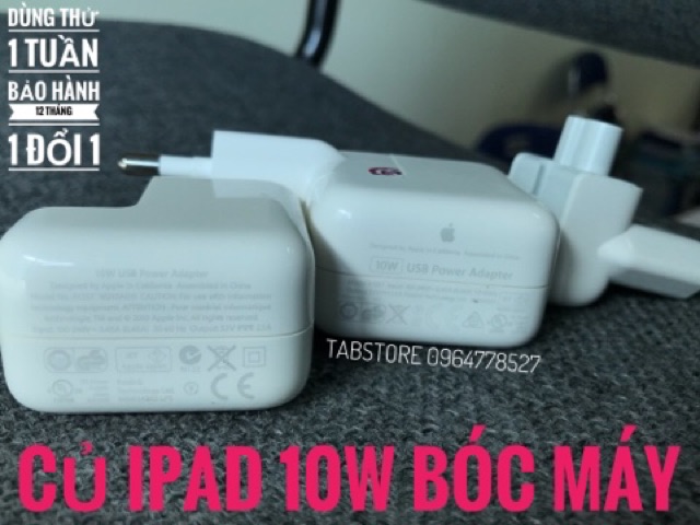 Combo Củ iPad 10w + Cáp IPhone X Bóc Máy (Tặng Hộp Đựng)