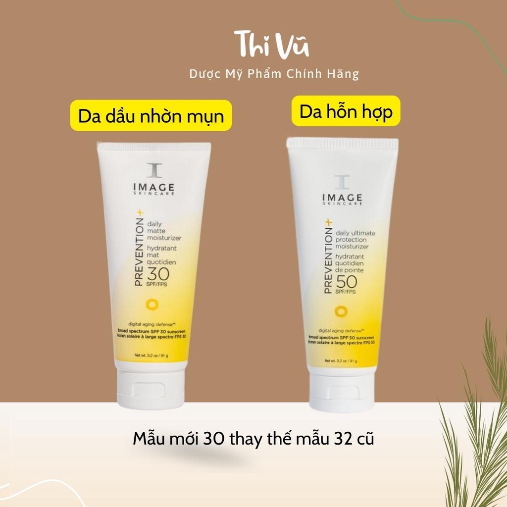 (Nhập khẩu) Kem Chống Nắng Vật Lý IMAGE Skincare Prevention SPF30+, SPF50+ cho Da Dầu Da Hỗn Hợp - Thi Vũ