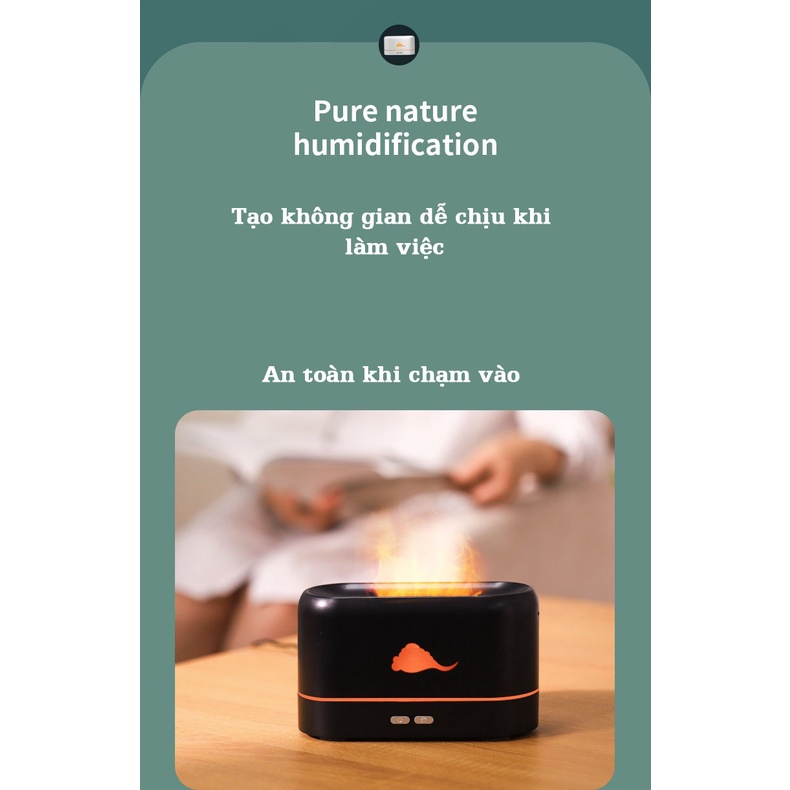 [Tích hợp remote] Máy khuếch tán tinh dầu Vdecor Đám mây mô phỏng ngọn lửa 260ml trang trí bàn làm việc