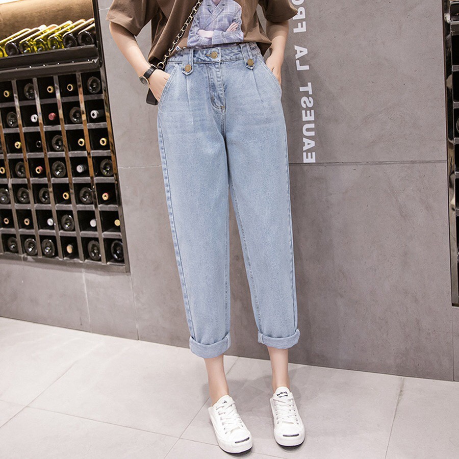 FS50K_QUẦN BAGGY JEANS NỮ 3 KHUY FORM THỤNG CAO CẤP OHS3057