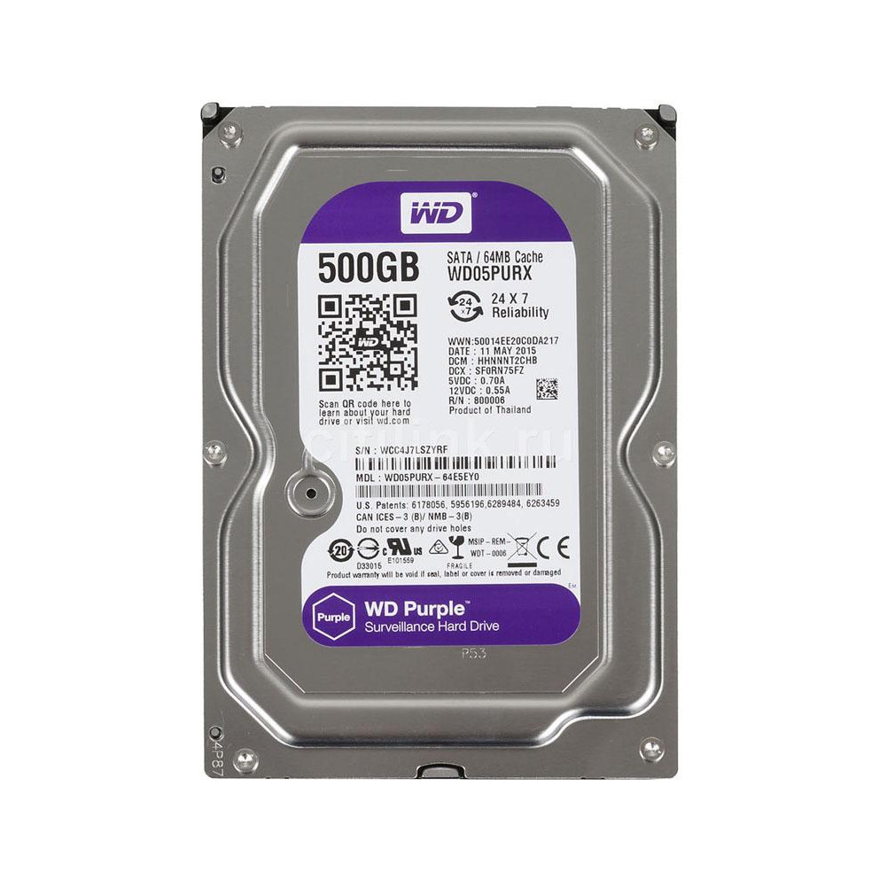 Ổ cứng 500GB HDD Western Purple (Tím) - BH 24 tháng