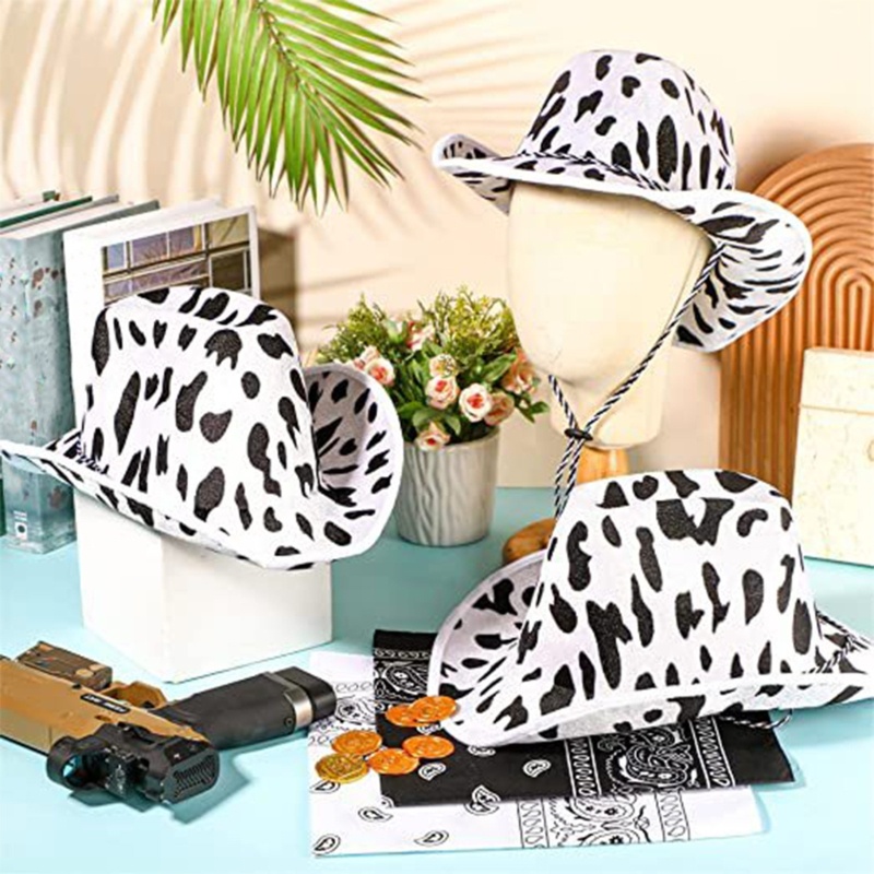 Brroa Mũ Cao Bồi In Họa Tiết Bò Sữa Phong Cách Phương Tây Có Thể Điều Chỉnh Kích Cỡ Cho Nam