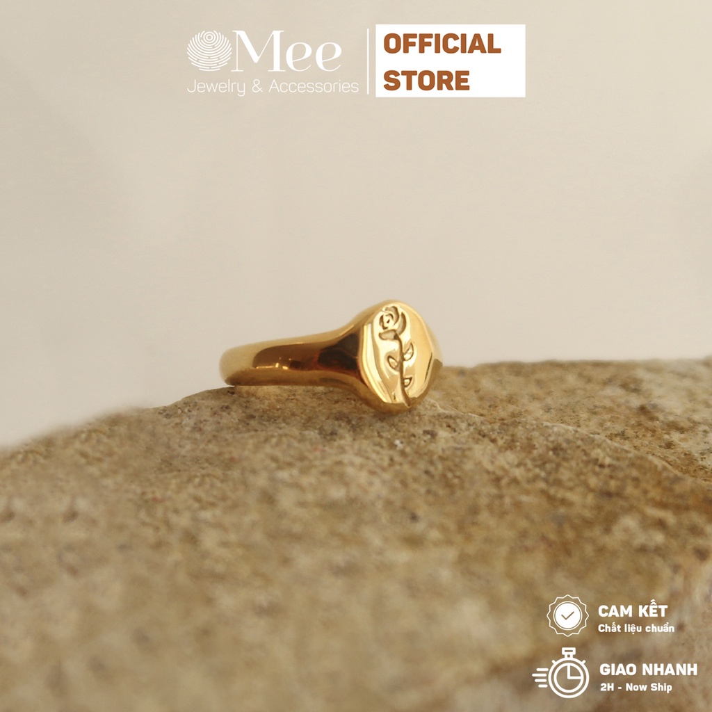 Nhẫn đeo tay hình hoa hồng Mee nhẫn nữ mạ vàng 18k - R3560