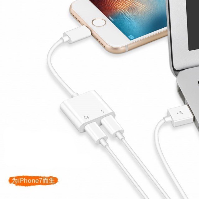 Cáp Chuyển Đổi 2 Trong 1 Vừa Sạc Vừa Cắm Tai Nghe Chuyển 2 Cổng Chân Lightning Cho Các Dòng iPhone J008 {Bán Phá Giá}