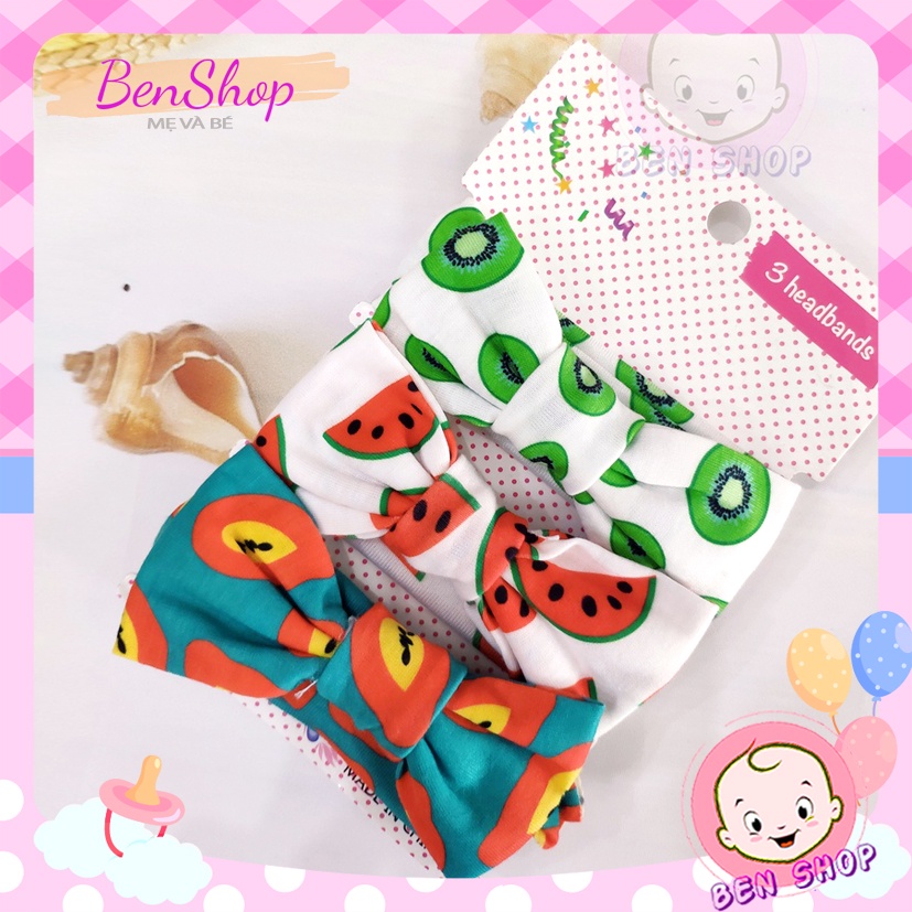 Set 3 băng đô nơ họa tiết cực xinh xắn đáng yêu cho bé gái