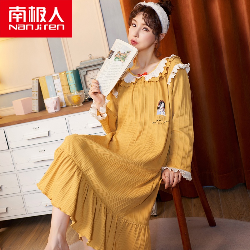 Đầm Ngủ Cotton Dài Tay Size Lớn Thời Trang Hàn Quốc Dễ Thương Cho Nữ | BigBuy360 - bigbuy360.vn