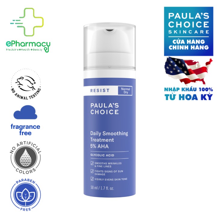 Tẩy tế bào chết Paulas Choice 5% AHA làm mềm da - Paula's Choice Resist Daily Smoothing Treatment With 5% AHA 50ml