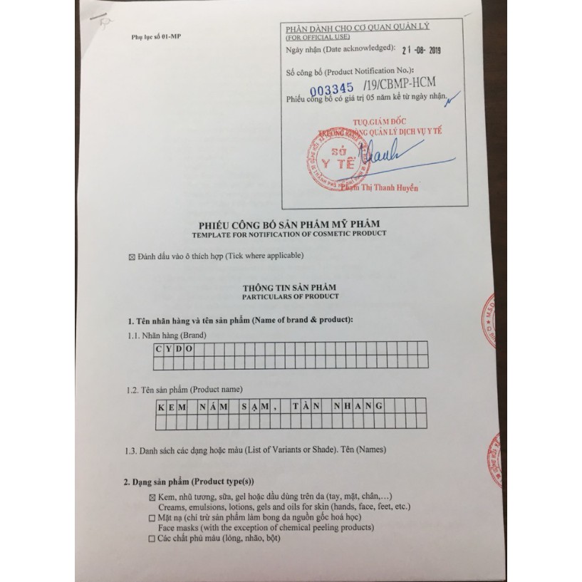 Kem Nám ,sạm,tàn nhang Luxury CyDo 16g-Chính Hãng