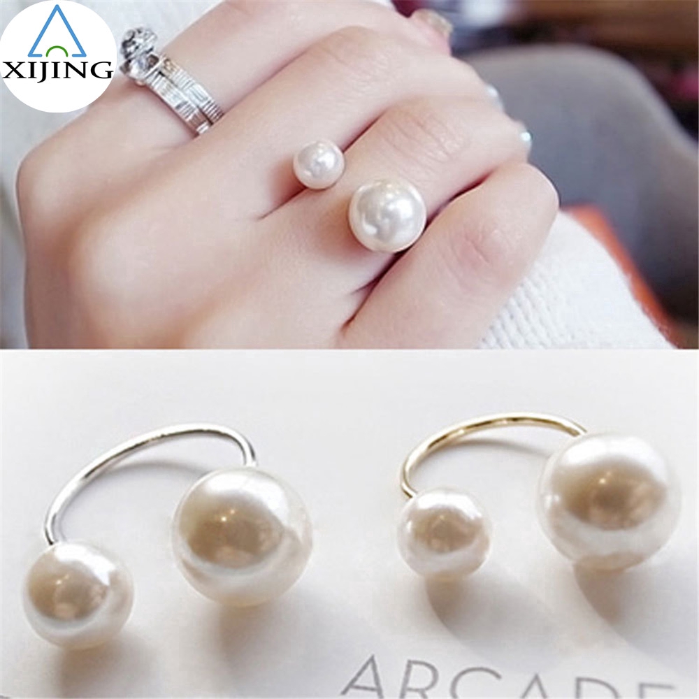 Nhẫn dạng mở màu vàng/bạc kiểu dáng đơn giản cho nữ