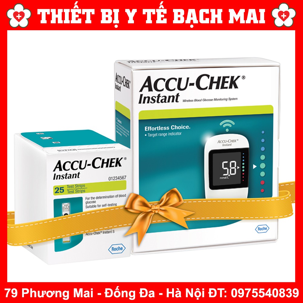 [Chính Hãng Công Ty mmol/L] Máy Đo Tiểu Đường, Đường Huyết ACCU-CHECK INSTANT +25 Que + 10 Kim